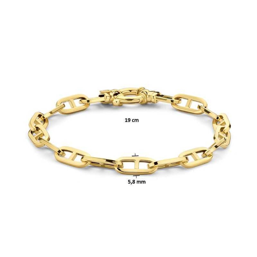 Armbanden Mostert Huiscollectie | Gouden Armband Met Ankerschakel 5.8 Mm Vierkante Buis - Lengte 19 Cm