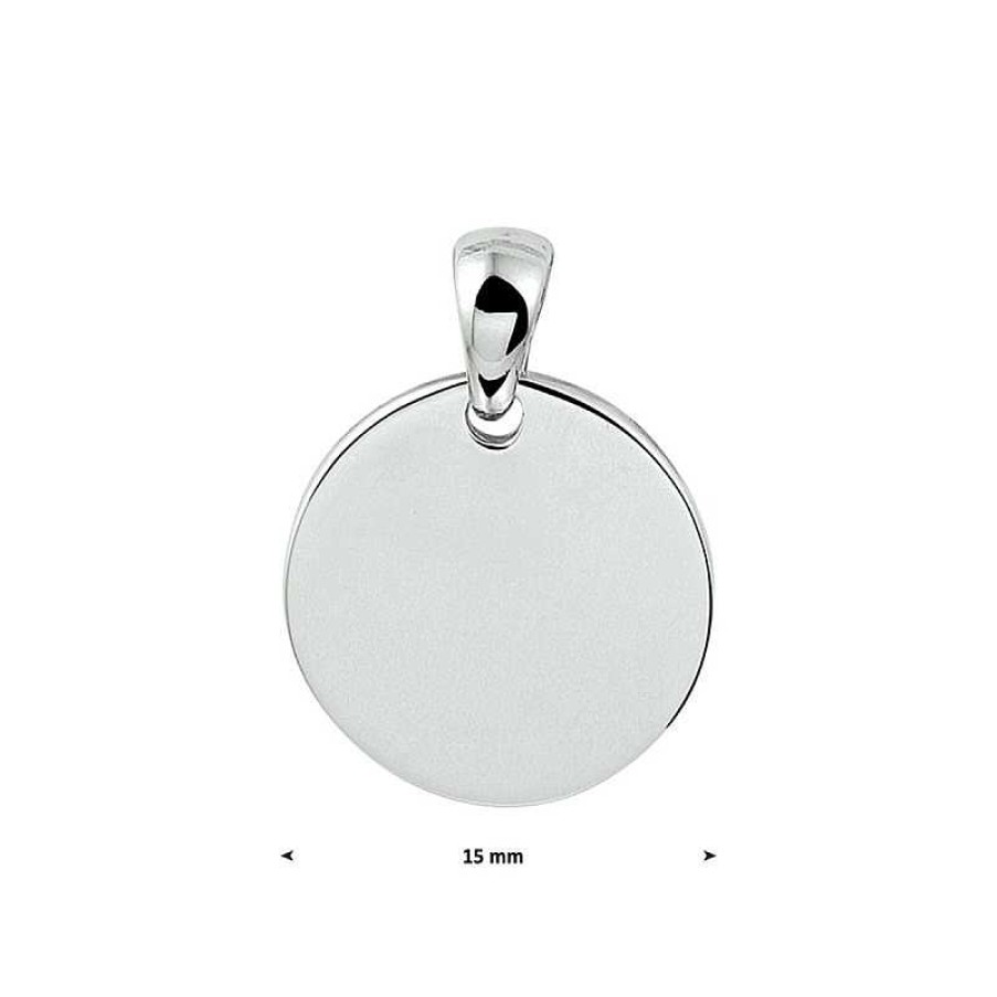 Hangers Mostert Huiscollectie | Zilveren Graveerhanger Rond Gerhodineerd - Diameter 15 Mm