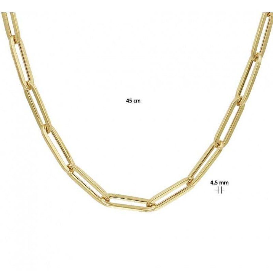 Kettingen Mostert Huiscollectie | Gouden Paperclipcollier 4.5 Mm 45 Cm