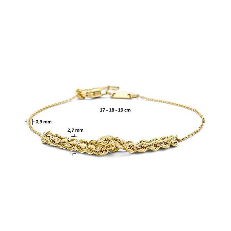 Armbanden Mostert Huiscollectie | 14-Karaat Armband Met Ankerschakel En Detail - Lengte 17 - 18 - 19 Cm