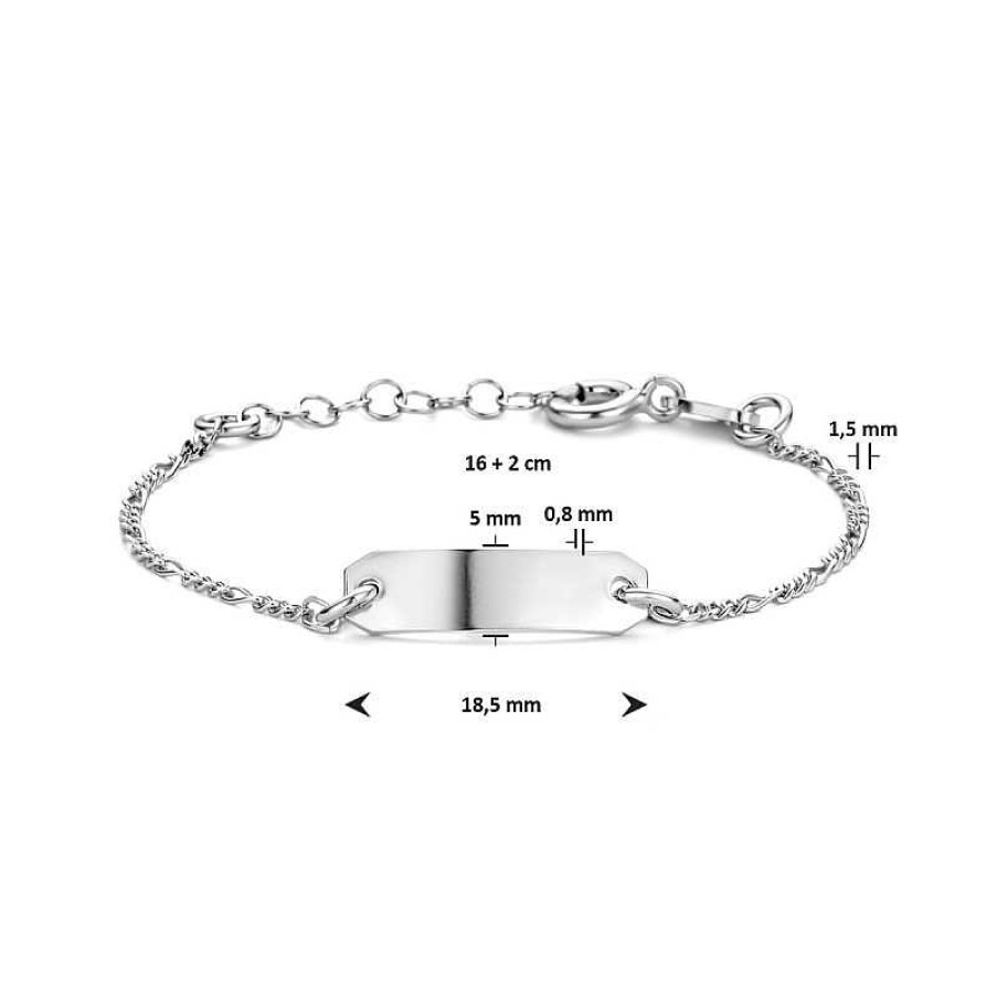 Armbanden Mostert Huiscollectie | Figaro Graveerarmband Zilver - Lengte 16 + 2 Cm