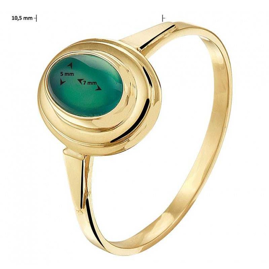 Ringen Mostert Huiscollectie | Gouden Ring Met Edelsteen 10.5 Mm Agaat