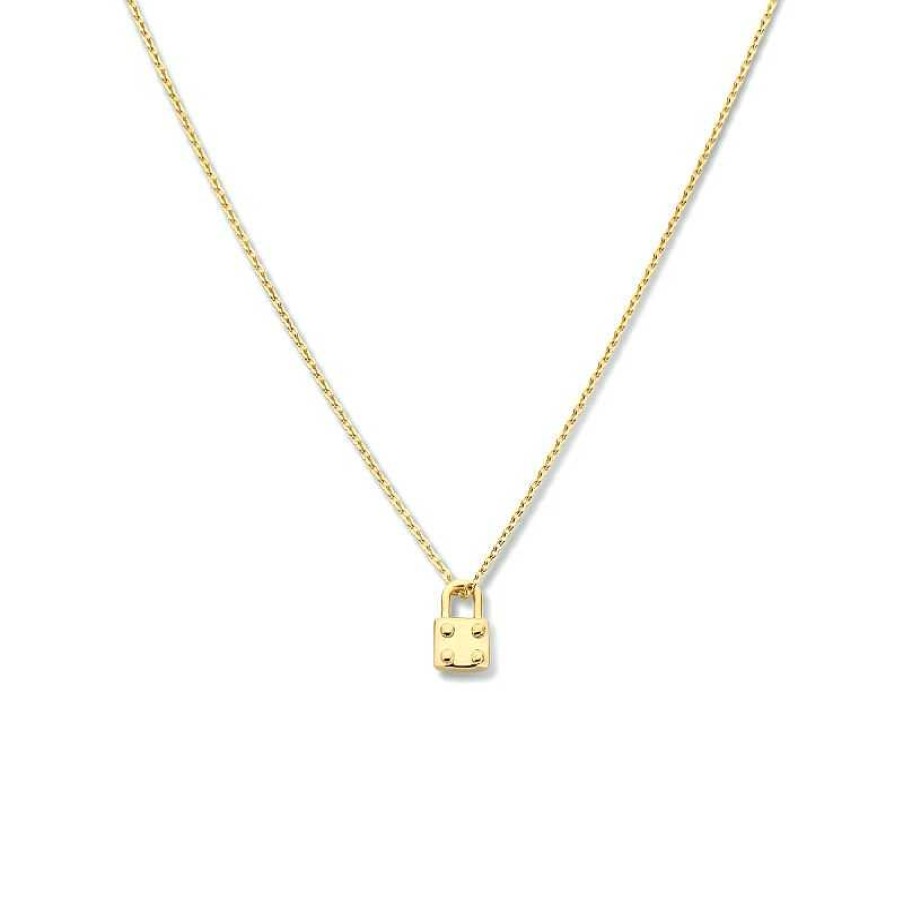 Kettingen Mostert Huiscollectie | Gold Palted Ketting Met Slotjes Hanger