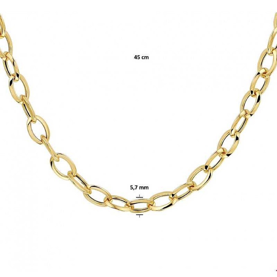 Kettingen Mostert Huiscollectie | Gouden 5.5Mm Brede Anker Schakelketting 45 Cm Draaglengte