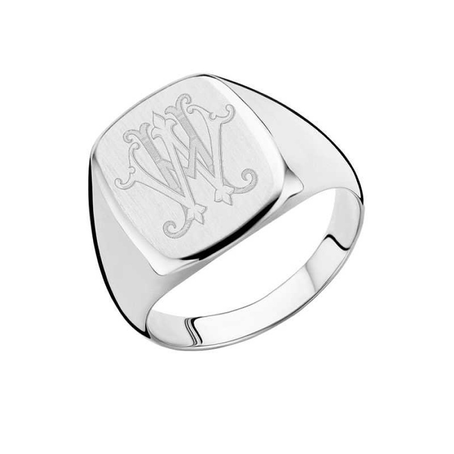 Ringen Names4ever | Names4Ever Heren Zegelring Met Monogram Zilver