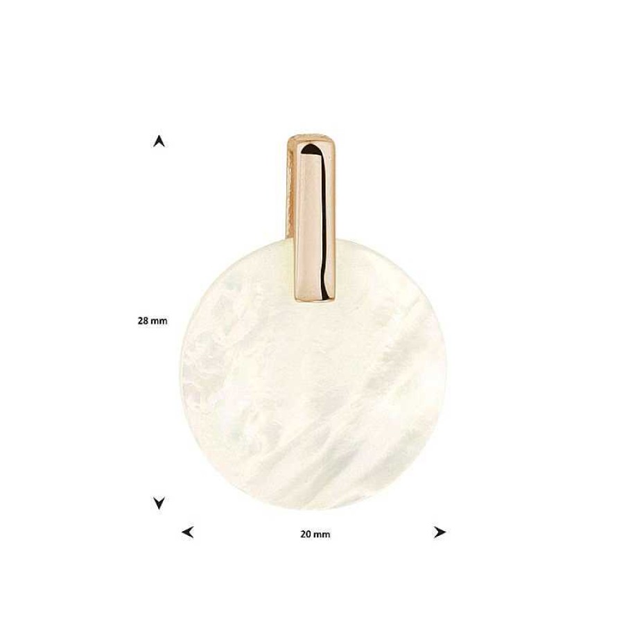 Hangers Mostert Huiscollectie | Stijlvolle Rosegouden Edelsteen Hanger Met Parelmoer - Diameter: 20 Mm