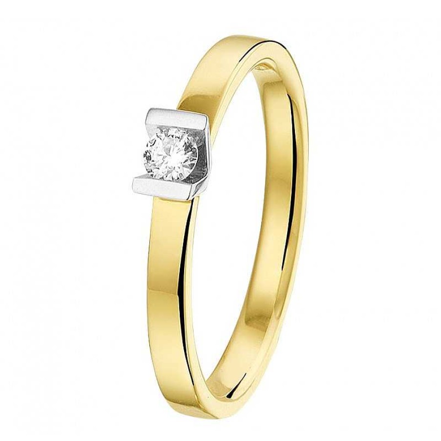 Ringen Mostert Huiscollectie | Mooie Diamanten Ring 0.1 Crt Bicolor