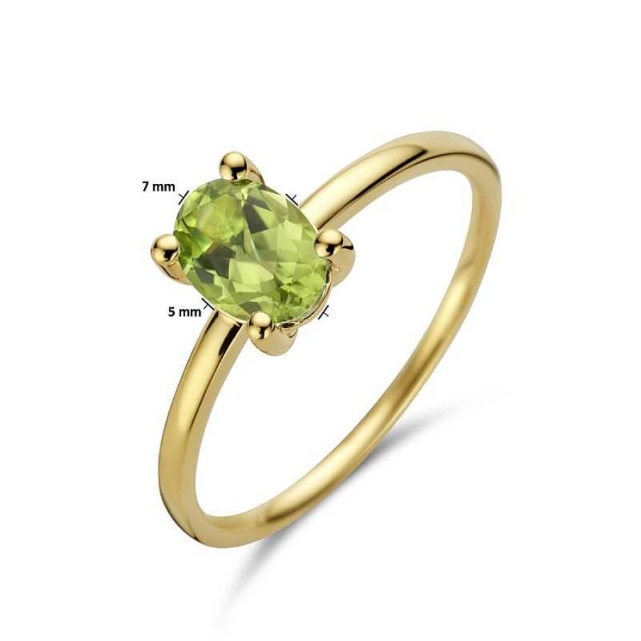 Ringen Mostert Huiscollectie | 14-Karaat Solitair Ring Met Ovale Peridot 0.70 Crt