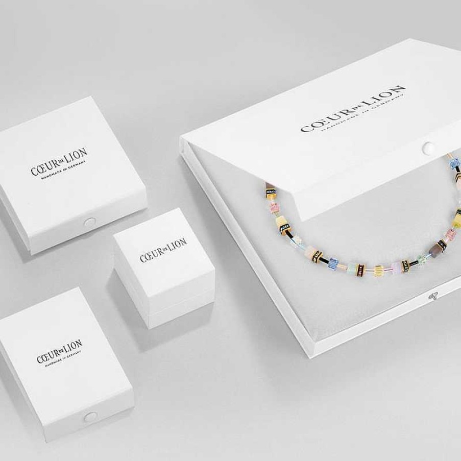 Kettingen Coeur de Lion | Coeur De Lion Geocube Ketting Iconic Precious Multicolor 4905/10-1576 Goudkleurig Met Pastelkleuren