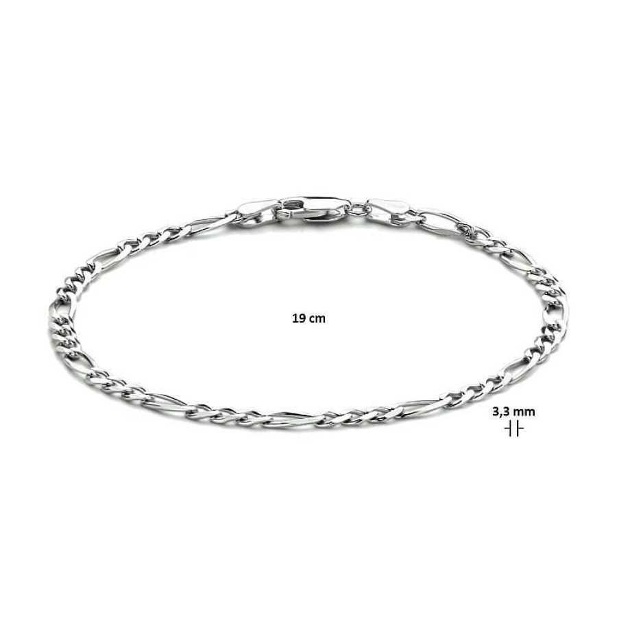 Armbanden Mostert Huiscollectie | Zilveren Armband Met Figaroschakel 3.3 Mm 19 Cm