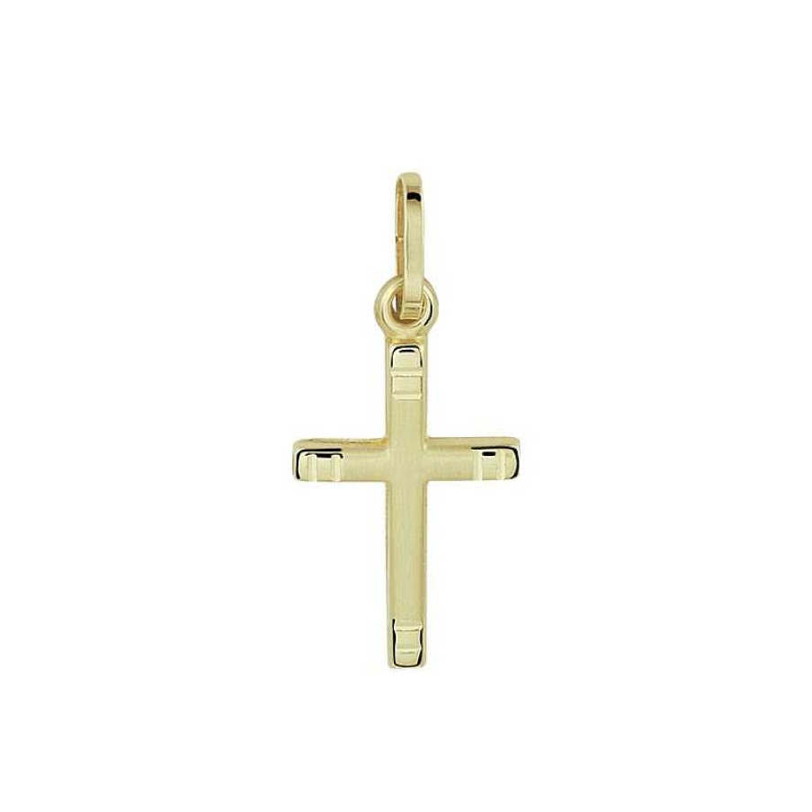 Hangers Mostert Huiscollectie | Gediamanteerde Gouden Kruis Hanger - 14.5 X 10 Mm