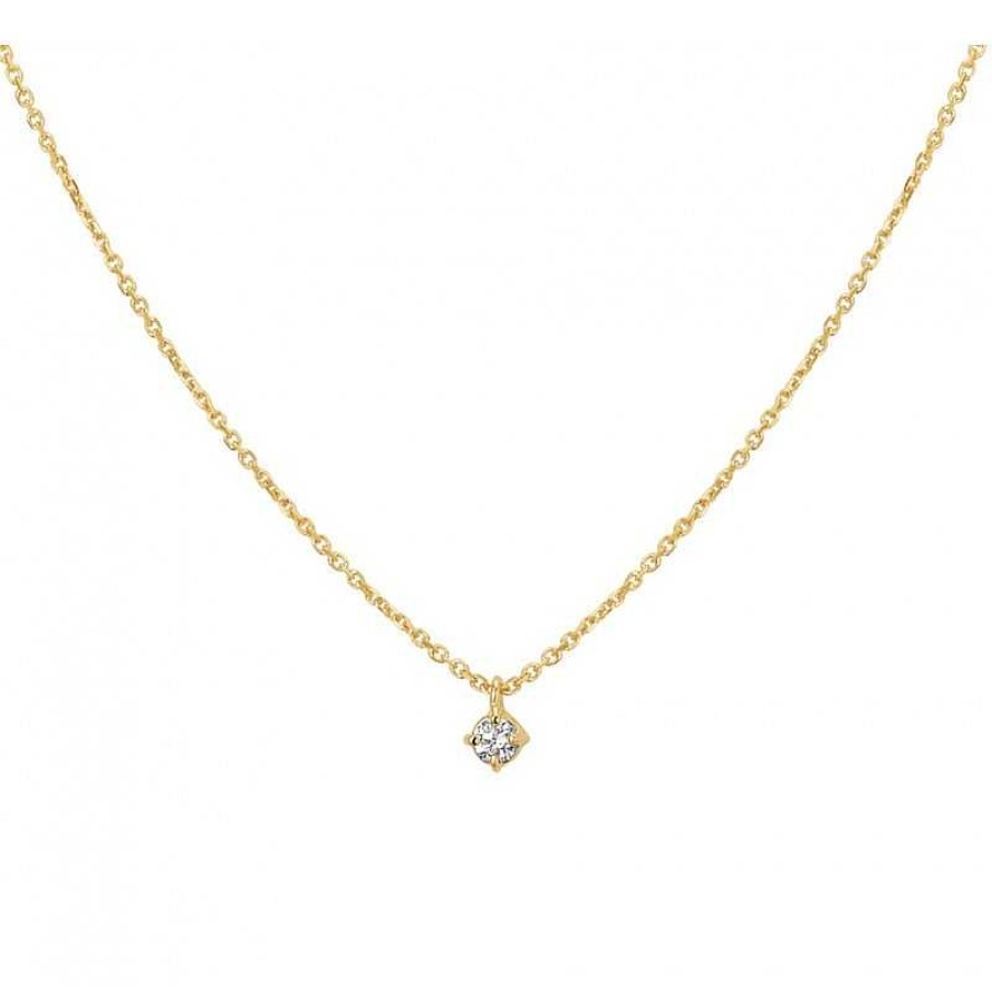 Kettingen Mostert Huiscollectie | 14 Krt Gouden Dames Ketting Met Diamant