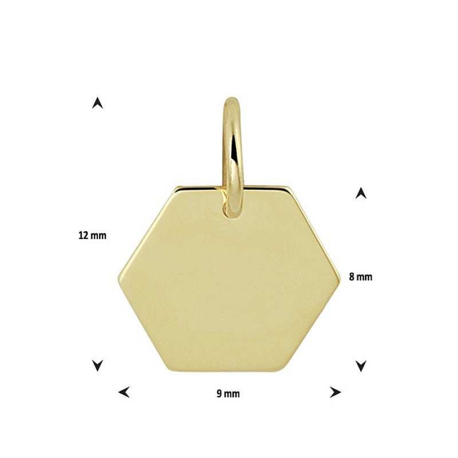 Hangers Mostert Huiscollectie | Gouden Graveerhanger Zeshoek - 12 X 9 Mm