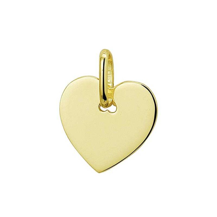 Hangers Mostert Huiscollectie | Gouden Graveerhanger Hart - 11 X 12 Mm