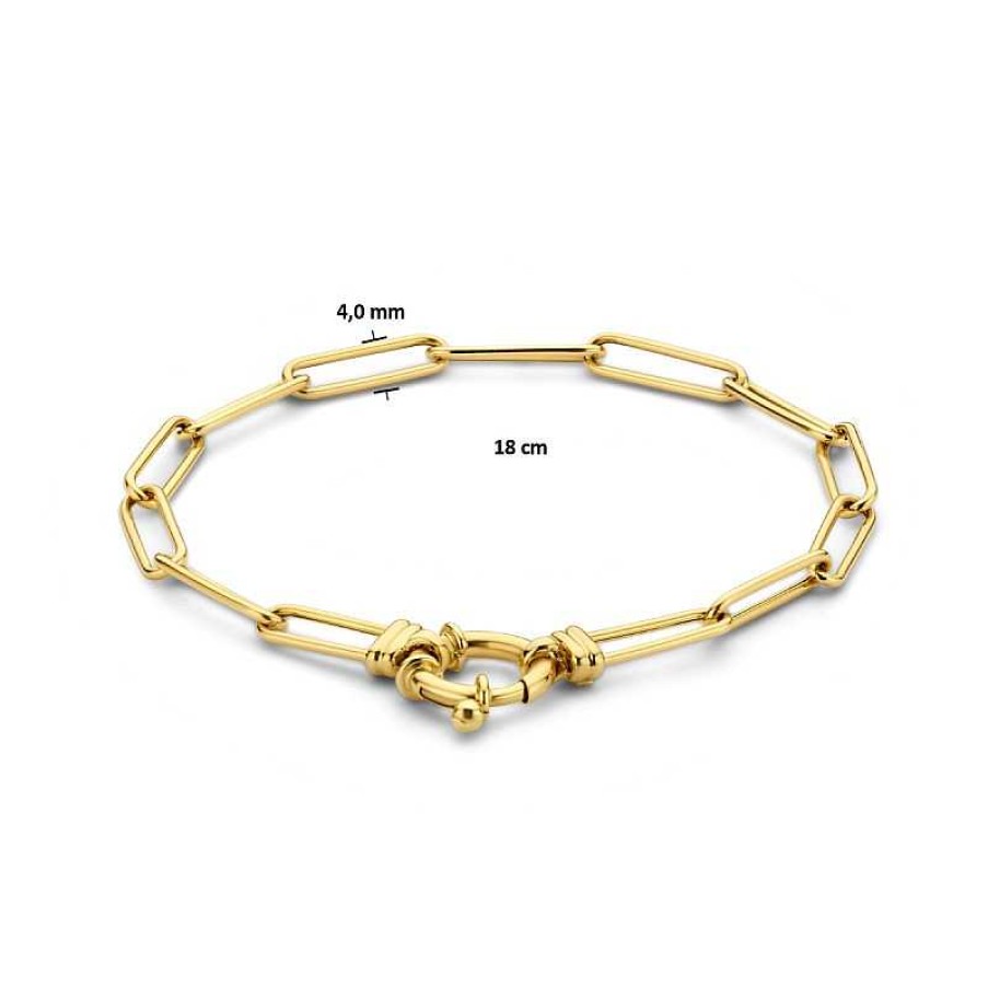 Armbanden Mostert Huiscollectie | 14-Karaat Gouden Paperclip Armband 4 Mm Ronde Buis - Lengte 18 Cm