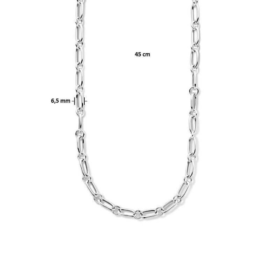 Kettingen Mostert Huiscollectie | Gerhodineerd Zilveren Anker Ketting 6.5 Mm - Lengte 45 Cm