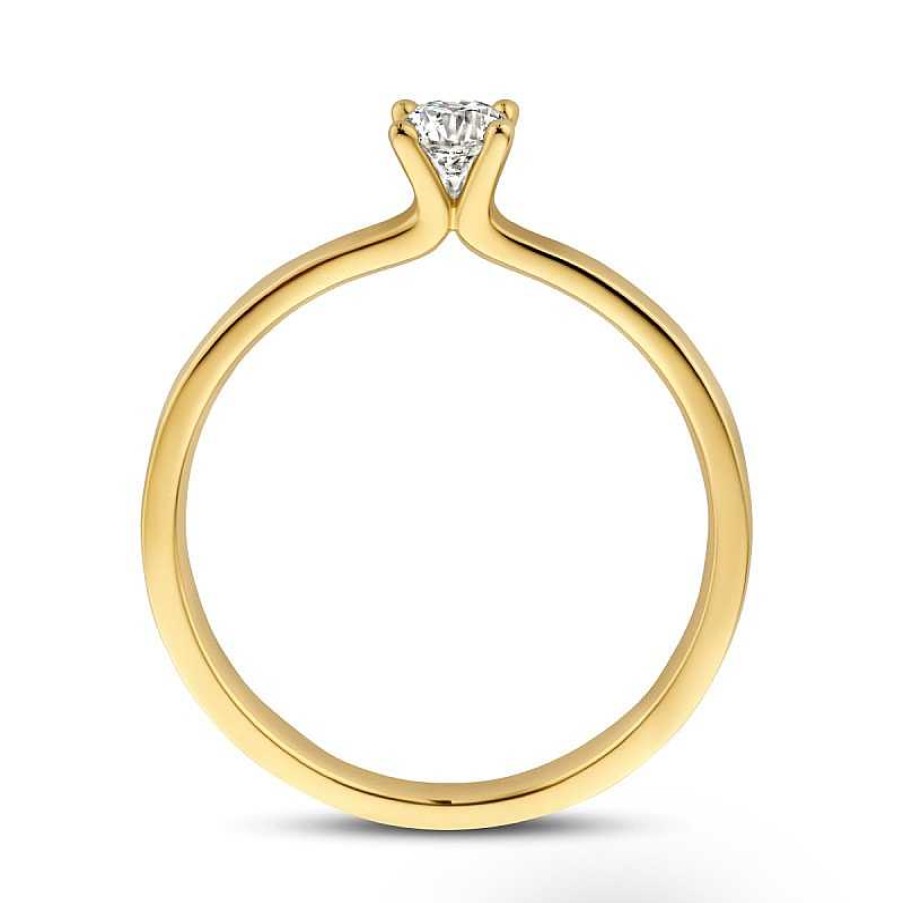 Ringen Mostert Huiscollectie | Gouden Solitair Ring Met 0.25 Crt Diamant