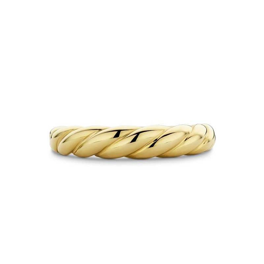 Ringen Mostert Huiscollectie | Smalle 14-Karaat Gouden Gedraaide Croissant Ring 4 Mm Breed