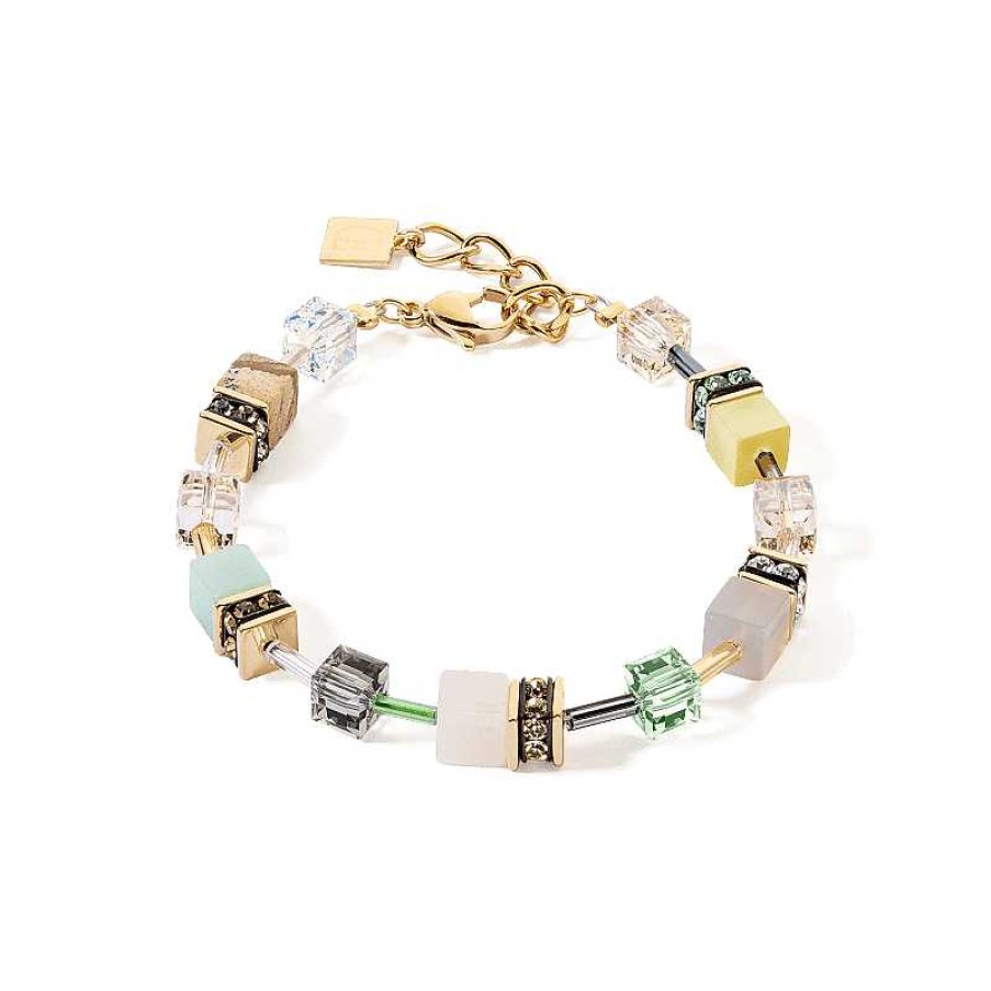 Armbanden Coeur de Lion | Coeur De Lion Geocube Armband 4905/30-1576 Iconic Precious Goudkleurig Met Pasteltinten