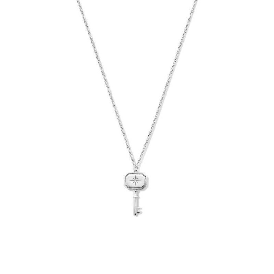 Kettingen Mostert Huiscollectie | Gerodineerd Zilveren Ketting Met Sleutel - Lengte 41 + 4 Cm