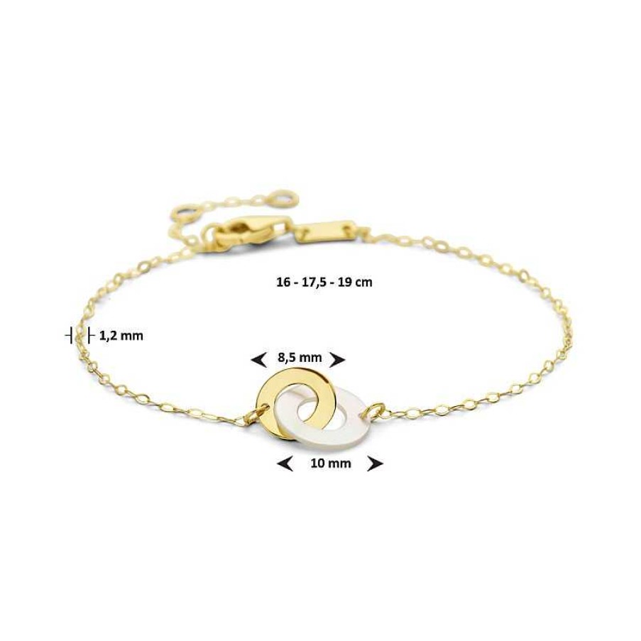 Armbanden Mostert Huiscollectie | 14-Karaat Armband Met Twee Rondjes 1.2 Mm - Lengte 16 - 17.5 - 19 Cm