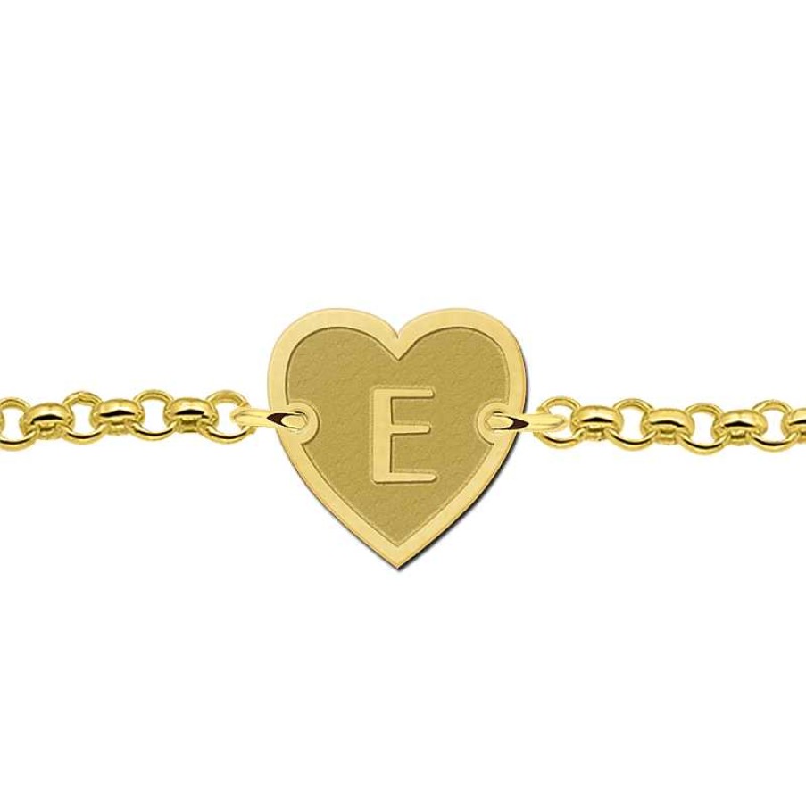 Armbanden Names4ever | Gouden Armband Met Letter Hart Names4Ever