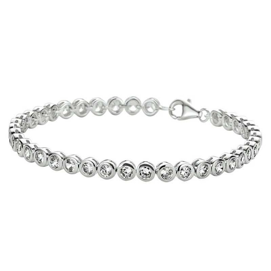 Armbanden Mostert Huiscollectie | Schitterende Zilveren Tennisarmband 4 Mm Met Zirkonia'S