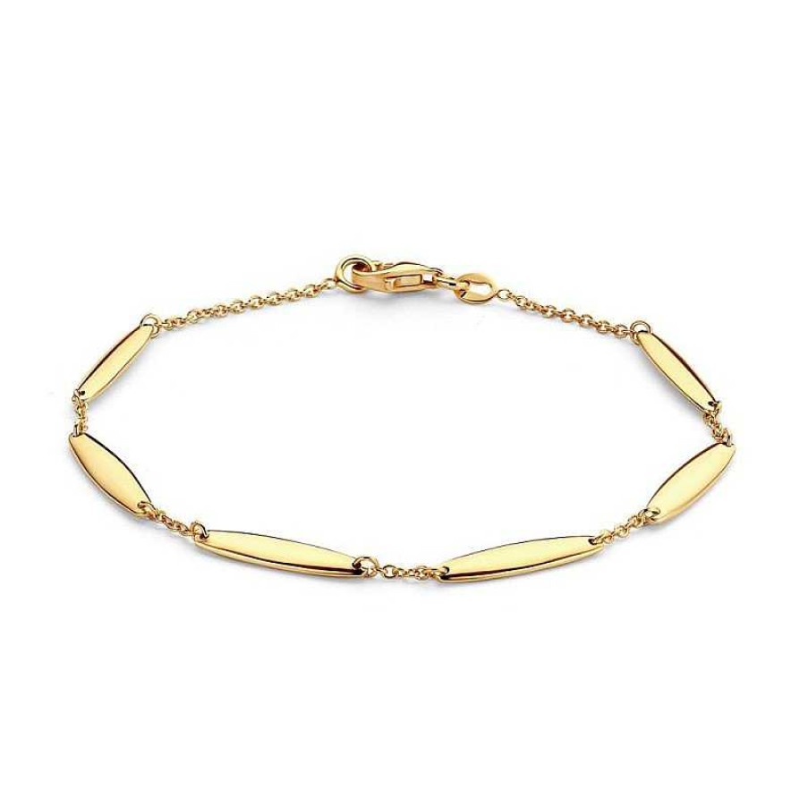 Armbanden Mostert Huiscollectie | Gouden Armband Met Langwerpige Tussenstukjes