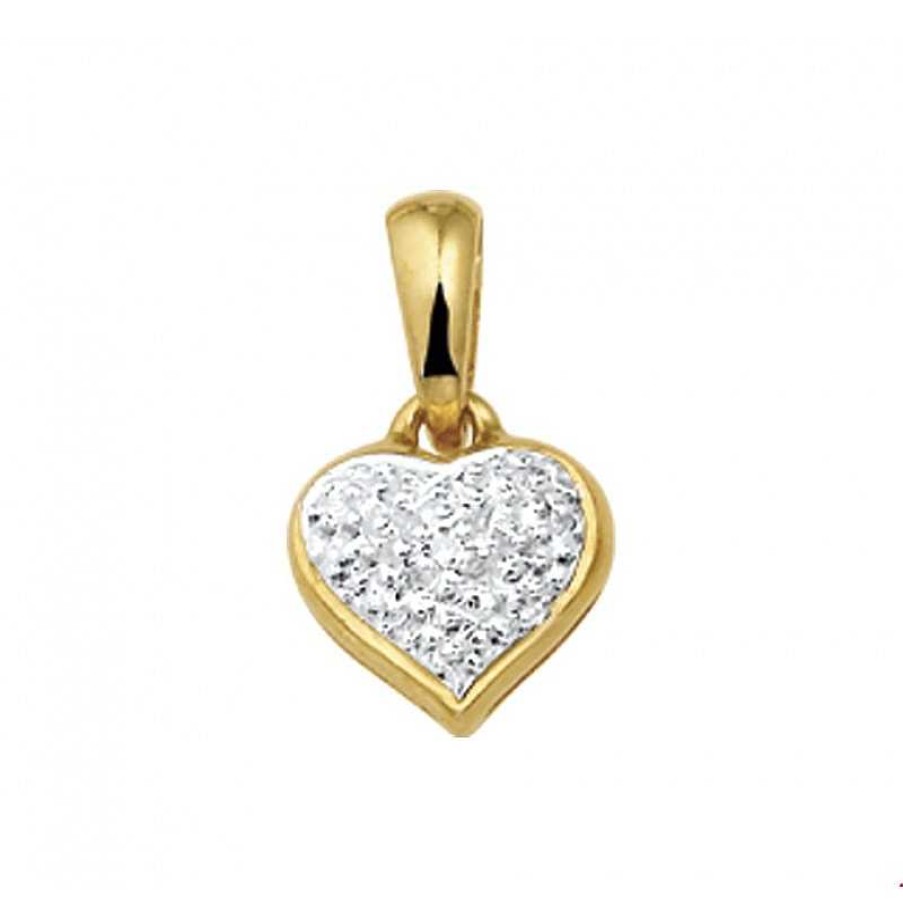 Hangers Mostert Huiscollectie | Gouden Hanger Hart 8 Mm Diamant