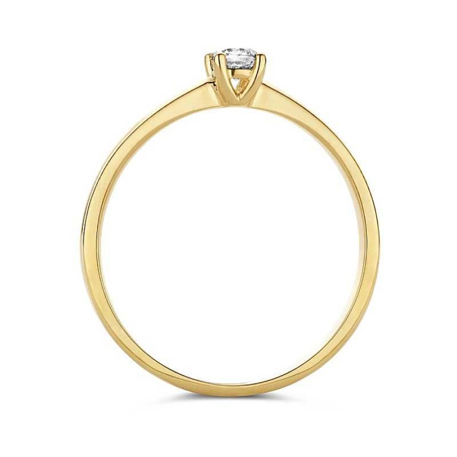 Ringen Mostert Huiscollectie | 14-Karaat Gouden Solitair Ring Met Diamant 0.10 Crt