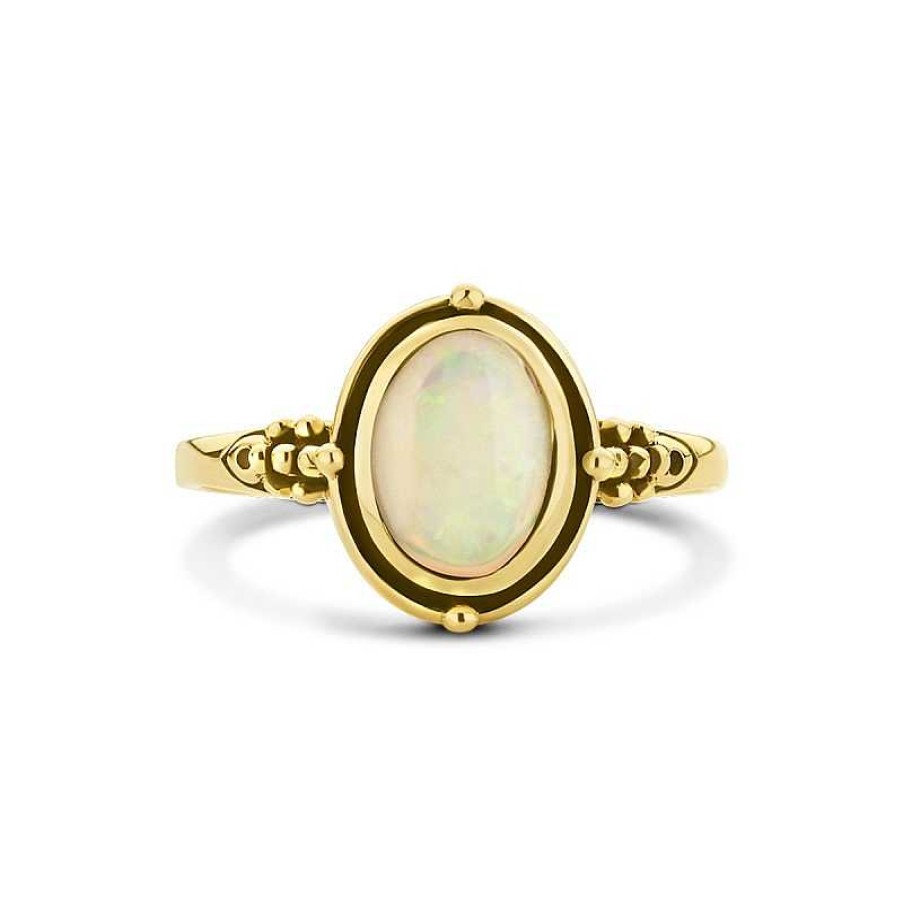 Ringen Mostert Huiscollectie | 14-Karaat Gouden Vintage Ring Met Ovale Opaal