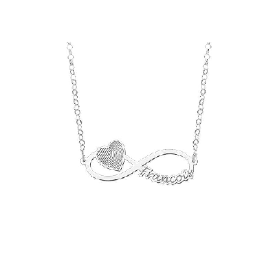 Kettingen Names4ever | Zilveren Infinity Ketting Met Vingerafdruk En Naam - 45 X 15 Mm - Names4Ever