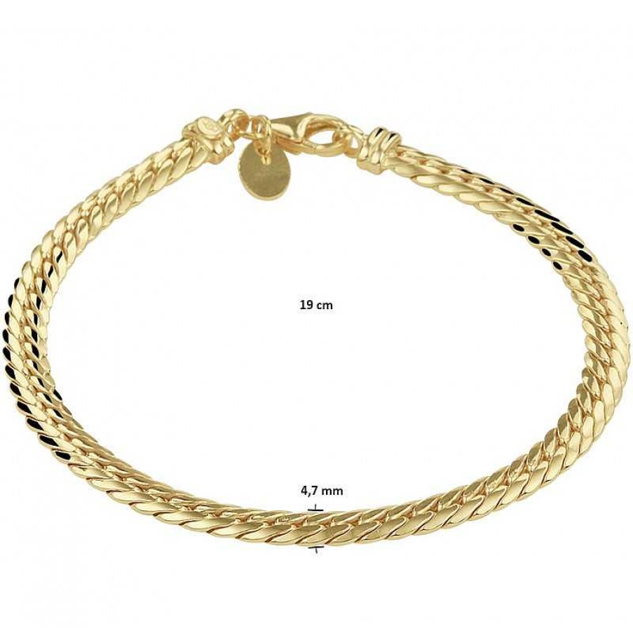 Armbanden Mostert Huiscollectie | Zilgold Gourmet Armband 4.7 Mm Breed - Lengte 19 Cm