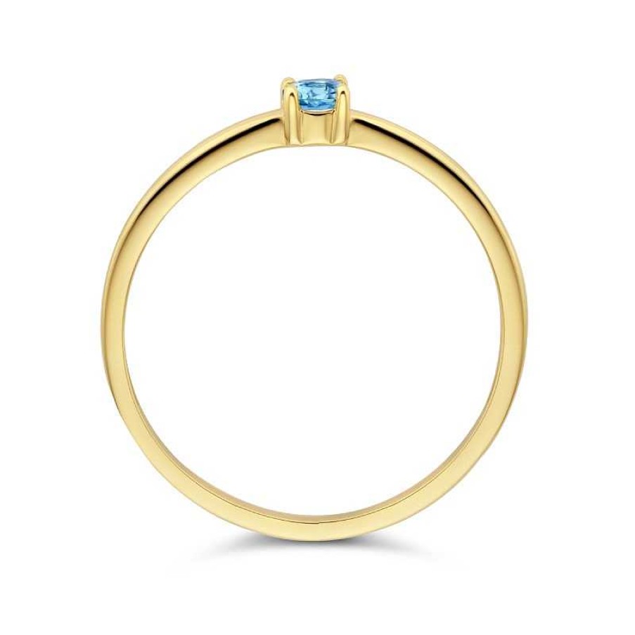 Ringen Mostert Huiscollectie | Gouden Ring Met Geboortesteen Blauw Topaas December