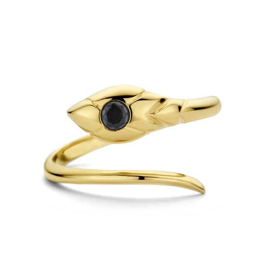 Ringen Mostert Huiscollectie | Gouden Slang Ring Met Onyx