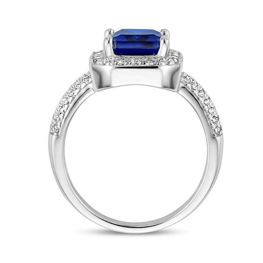 Ringen Mostert Huiscollectie | Zilveren Entourage Ring Met Blauwe Zirkonia