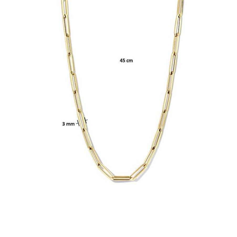 Kettingen Mostert Huiscollectie | 14-Karaat Gouden Paperclip Ketting 3 Mm - Lengte 45 Cm