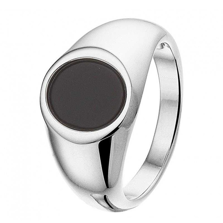 Ringen Mostert Huiscollectie | Gerhodineerd Zilveren Ring Met Onyx