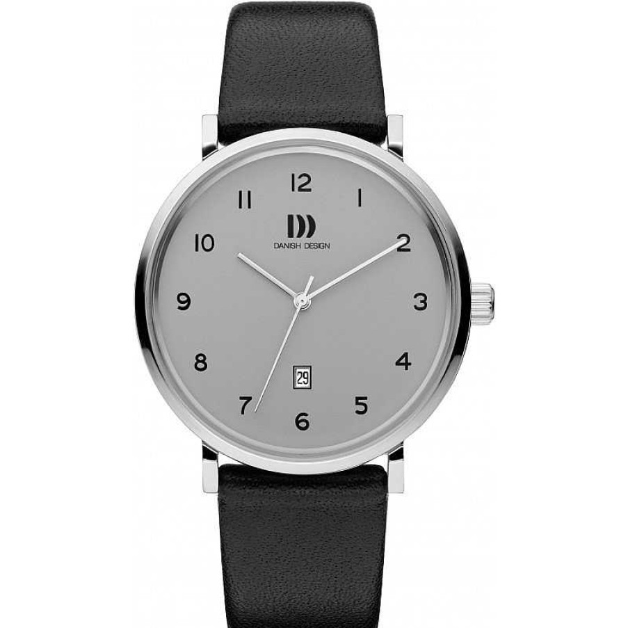 Horloges Danish Design | Danish Design Gl Be Yukon Iq14Q1216 - Herenhorloge Grijs 40 Mm Met Leren Band