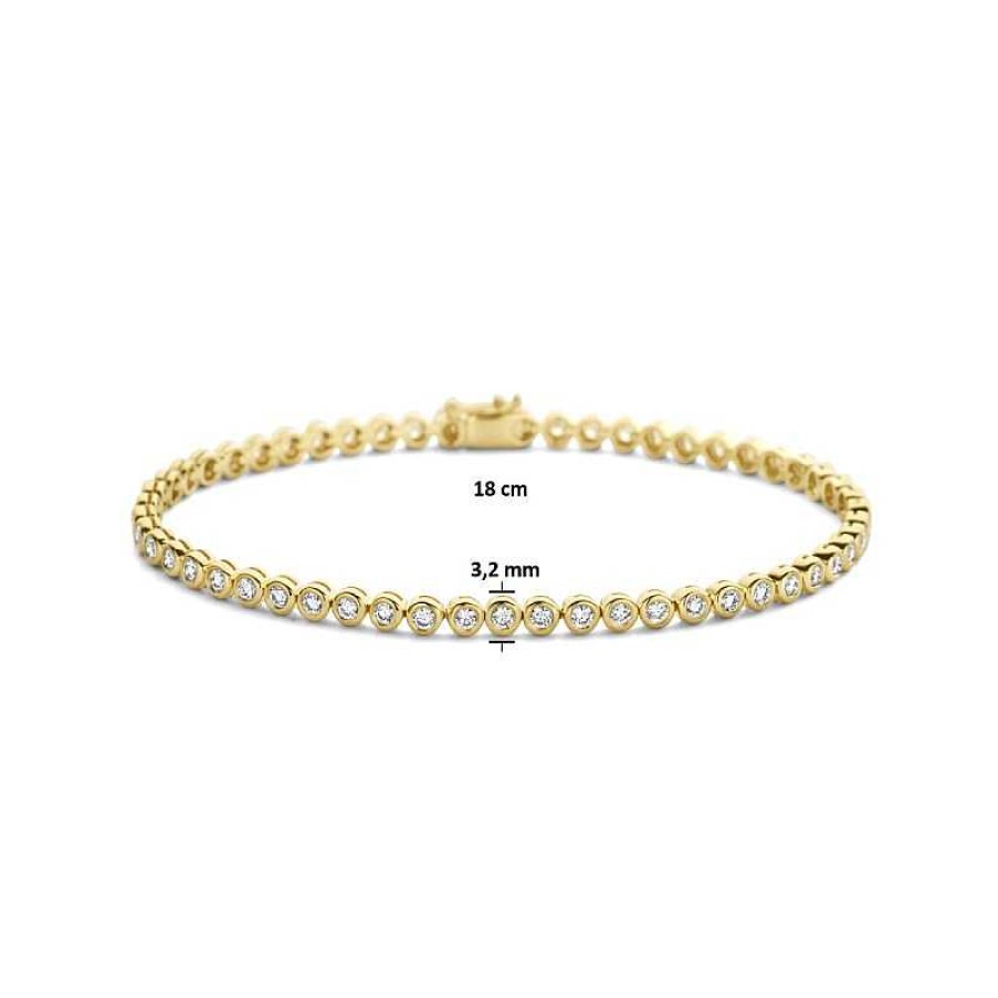 Armbanden Mostert Huiscollectie | 14-Karaat Gouden Tennisarmband Met Diamanten Rond - Lengte 18 Cm