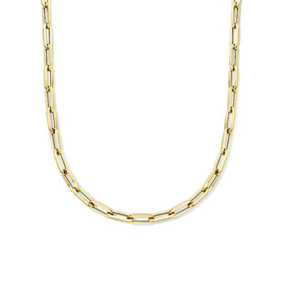 Kettingen Mostert Huiscollectie | Echt Gouden Paperclip Ketting Vierkante Buis 8 Mm - Lengte 45 Cm