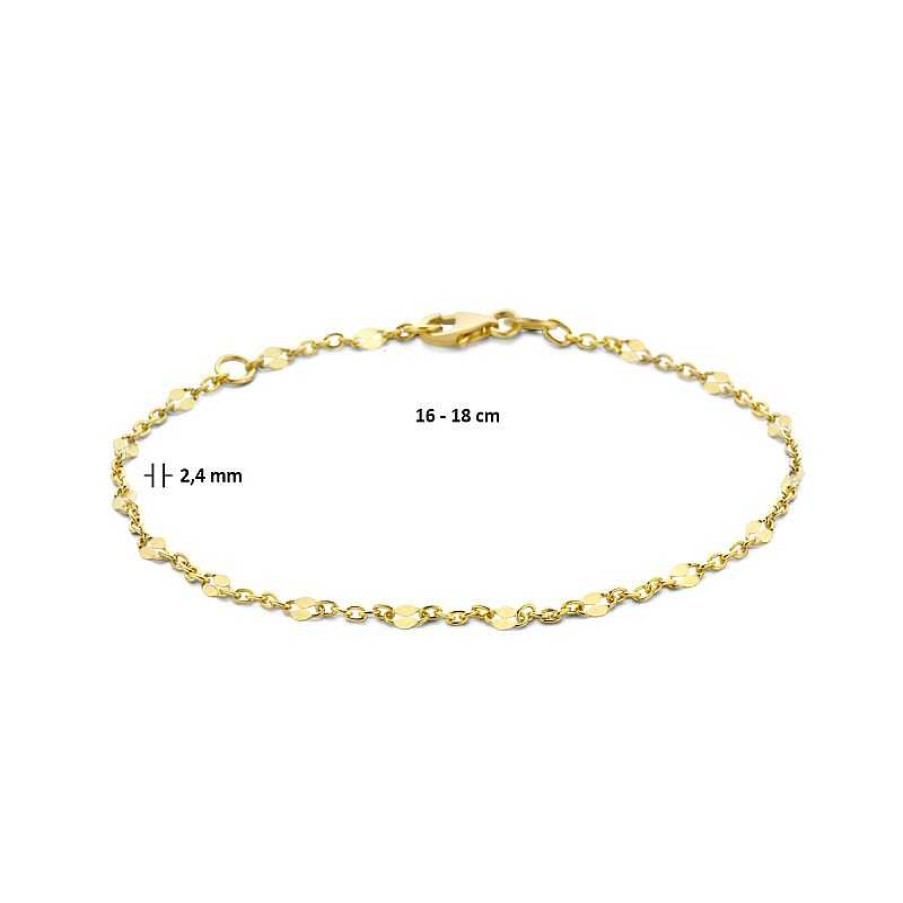 Armbanden Mostert Huiscollectie | Gouden Armband Met Plaatjes 2.4 Mm - Lengte 16-18 Cm