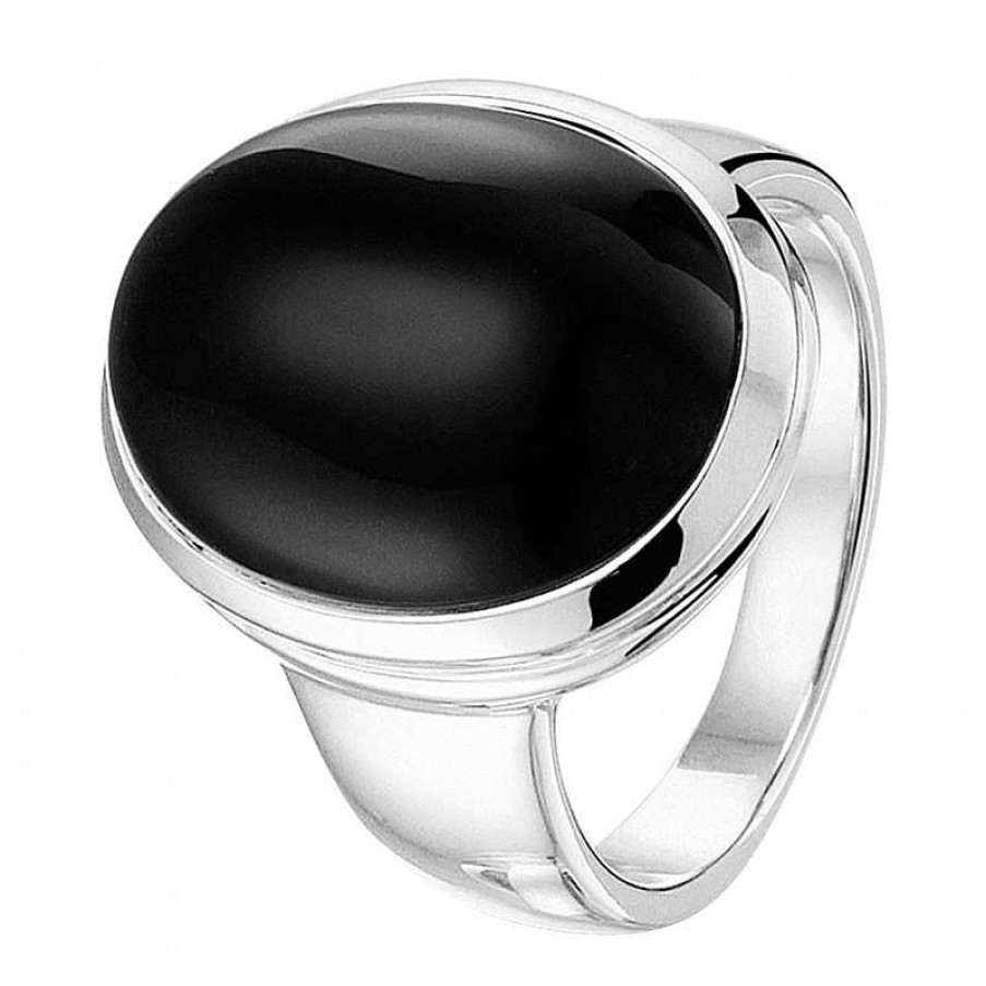 Ringen Mostert Huiscollectie | Gerhodineerd Zilveren Ring Edelstenen Onyx Ovaal