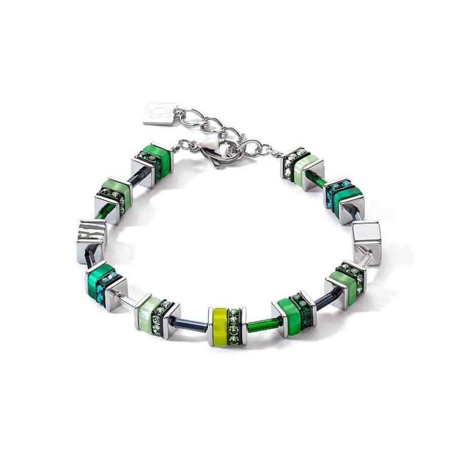 Armbanden Coeur de Lion | Coeur De Lion Armband 4509/30-0500 Sparkling Classic Update Zilverkleurig Met Groen