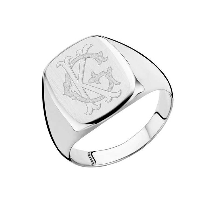 Ringen Names4ever | Names4Ever Heren Zegelring Met Monogram Zilver