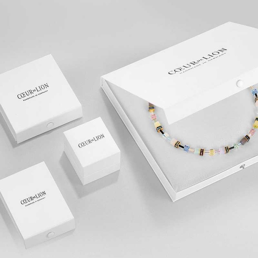 Armbanden Coeur de Lion | Coeur De Lion Geocube Armband 3039/30-1561 Precious Statement Goudkleurig Met Multicolor