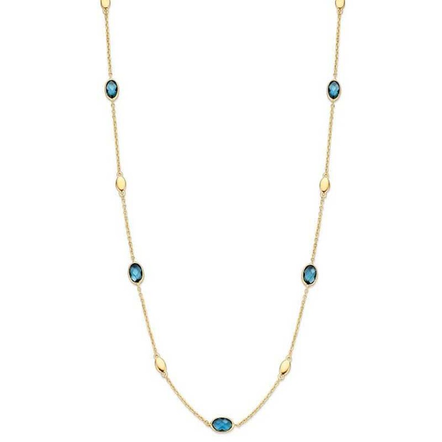 Kettingen Mostert Huiscollectie | Gouden Collier Met Geslepen Topaas 45 Cm