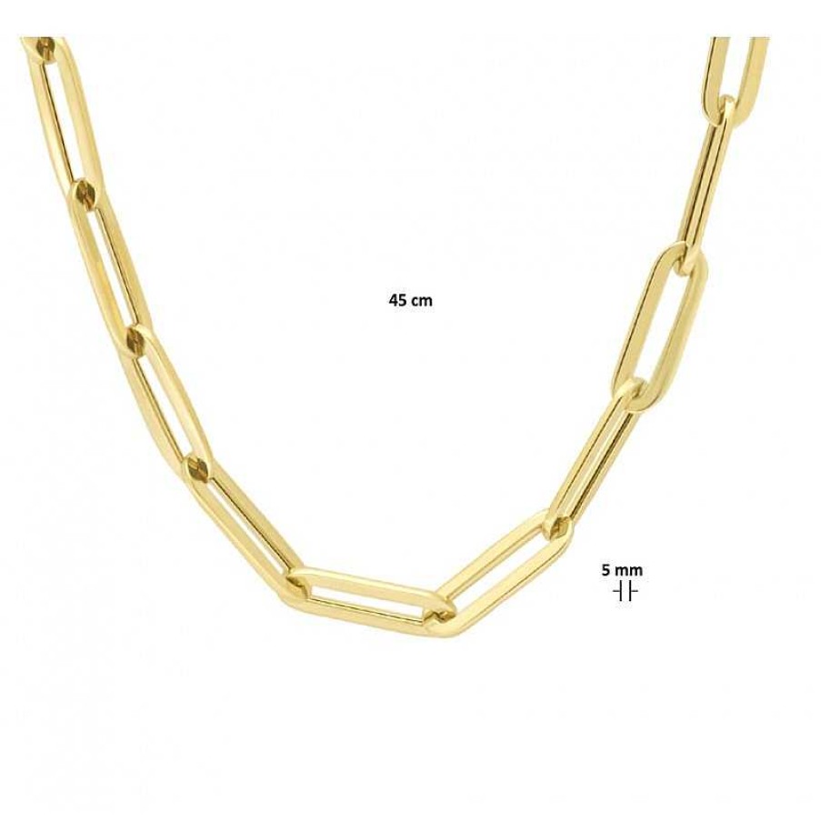 Kettingen Mostert Huiscollectie | Gouden Paperclip Collier 5.0 Mm 45 Cm