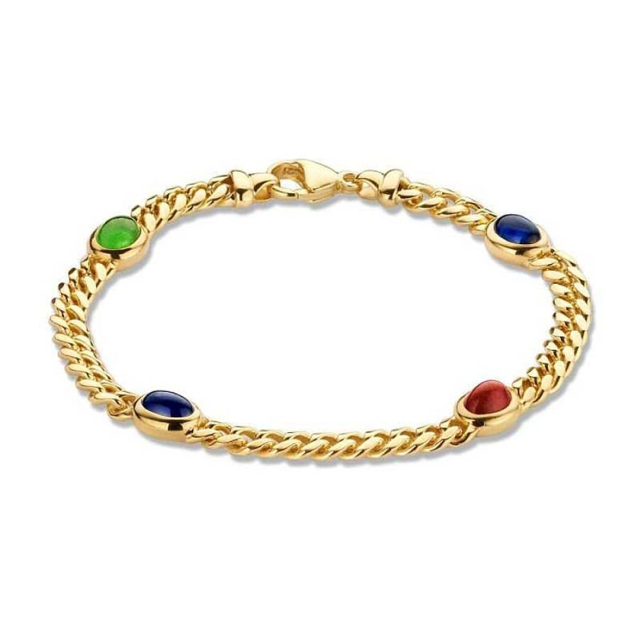 Armbanden Mostert Huiscollectie | Gouden Armband Met Saffier, Robijn En Smaragd 7 Mm