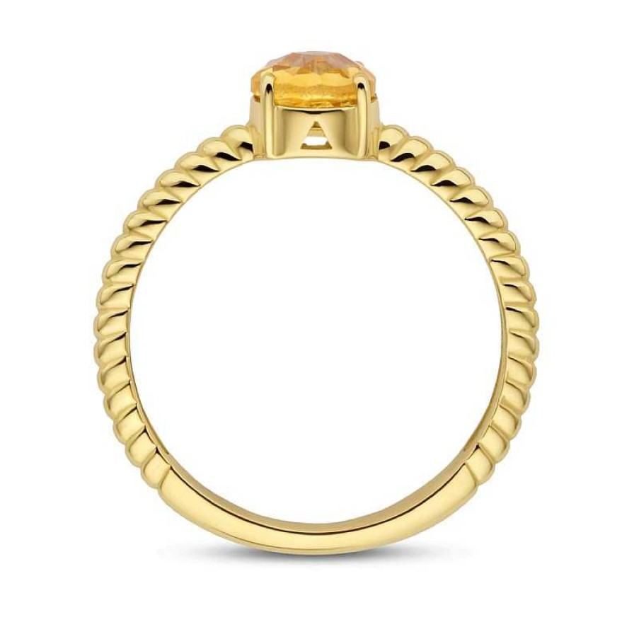 Ringen Mostert Huiscollectie | 14-Karaat Gouden Ring Gedraaid Met Citrien 0.77 Crt